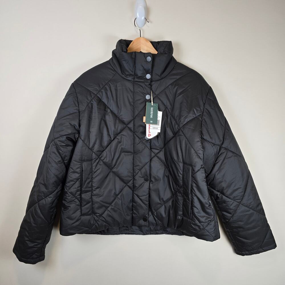 tentree Womens Cloud Shell Short Puffer Jacket Size Medium Coat Meteorite Black
